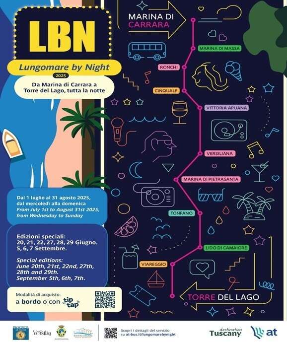 Lungomare By Night, in Versilia si fa in autobus