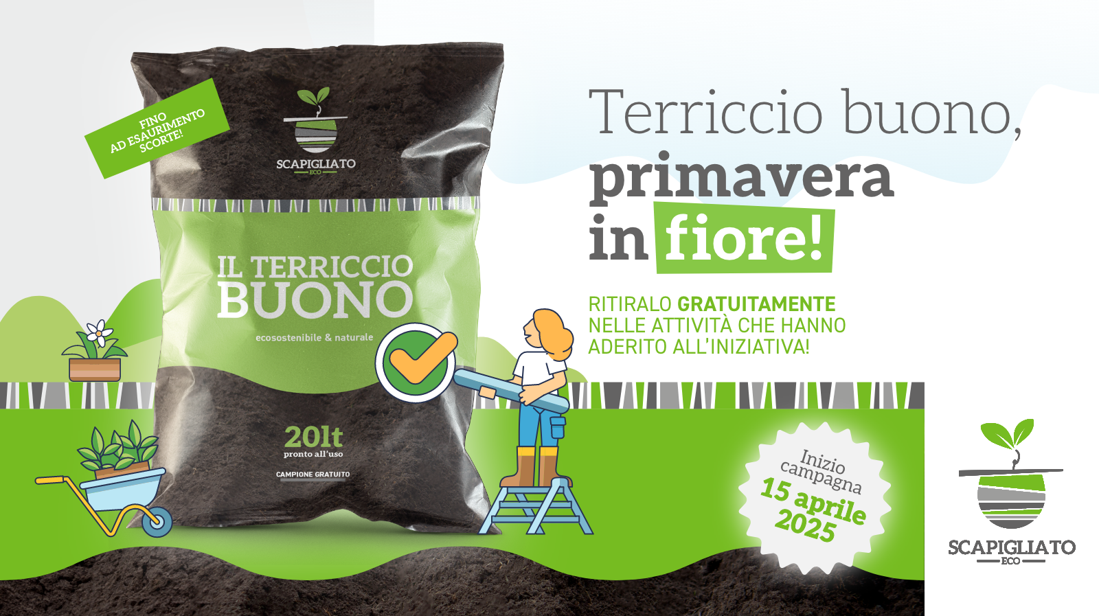 Torna la campagna “Terriccio buono” di Scapigliato, oltre 80mila i sacchi di compost distribuiti gratis