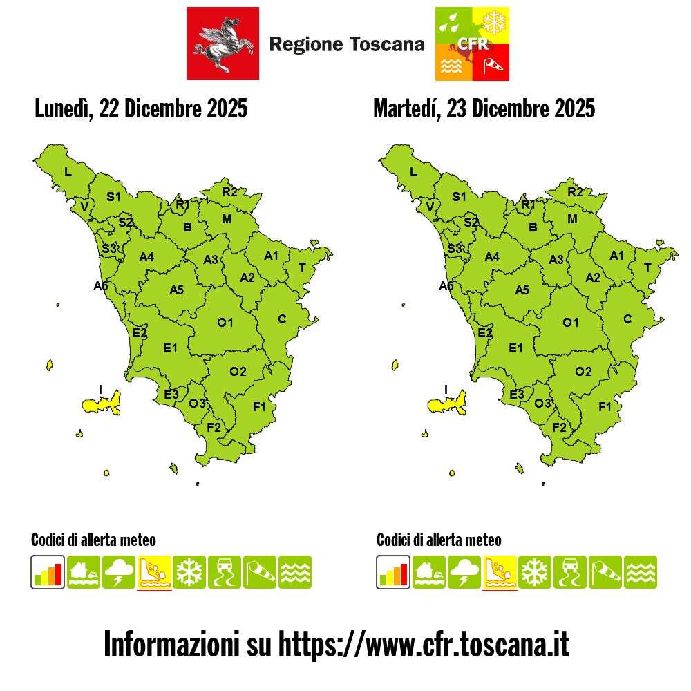 L’Elba torna in allerta meteo, è codice giallo sull’Arcipelago toscano