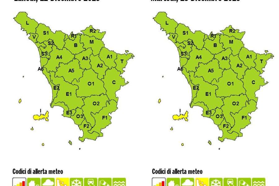 L’Elba torna in allerta meteo, è codice giallo sull’Arcipelago toscano